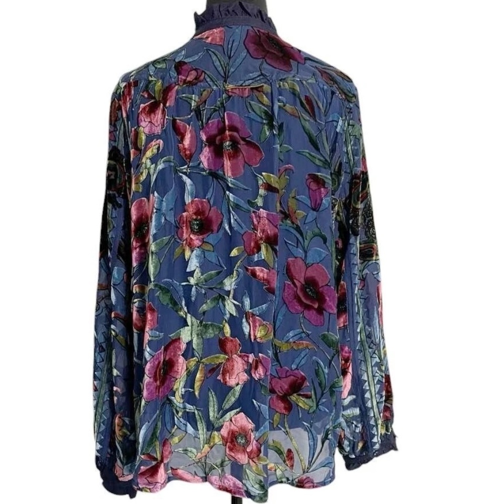 Johnny Was Clara Burnout Leda Shirt Embroidered Velvet blouse NWT - Picture 12 of 17